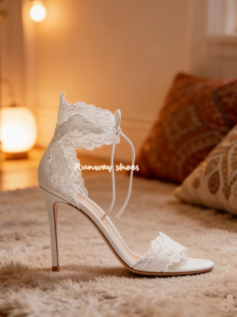 Gladiator Sandal Women - Dantel Kumaş Dantel Tek Tokalı Askı