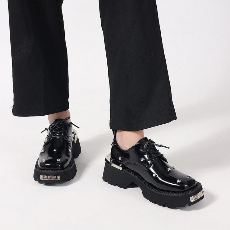 Women'S Shoes Loafers Black - Punk Metal Dekorasyonlu Kalın Tabanlı Loafer'lar