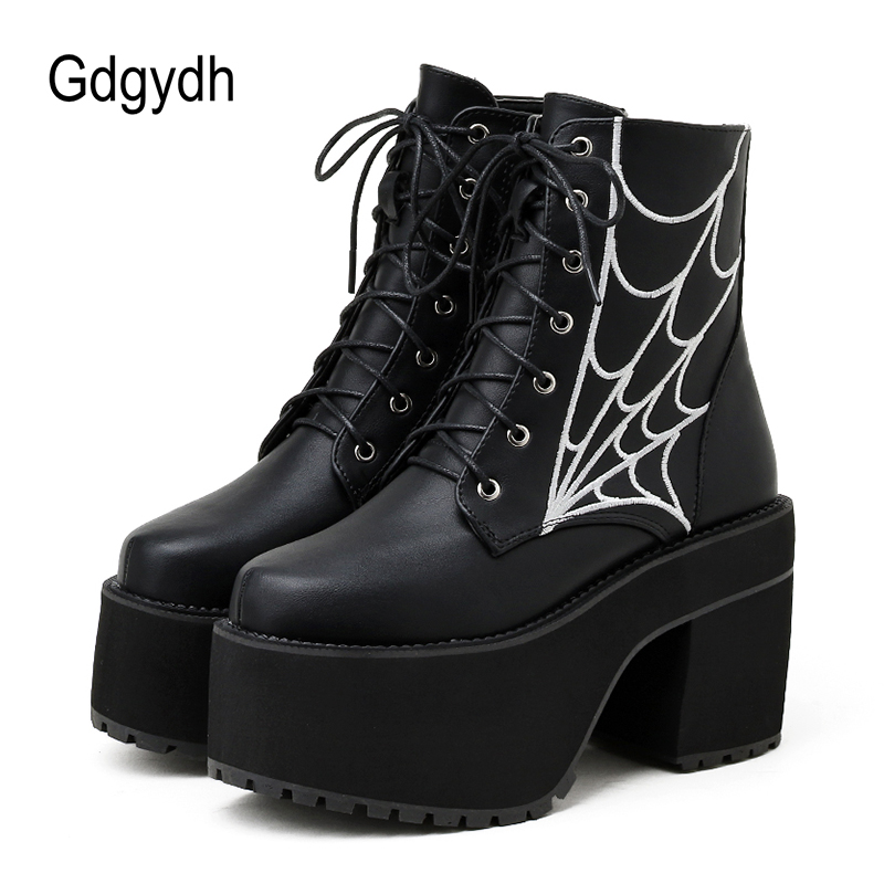 Women'S Shoes In The 90S - Gdgydh moda örümcek ağı gotik botlar