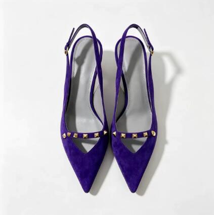 Women Shoes Size 4 In Cm - Kraliyet Mavisi Süet Perçinli 4 CM