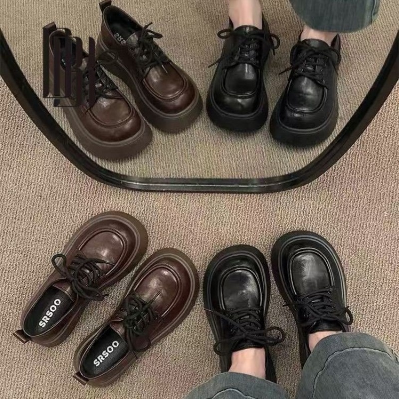 Women Shoes With Heels - Kadın Vintage Kahverengi Bağcıklı Platform Oxford