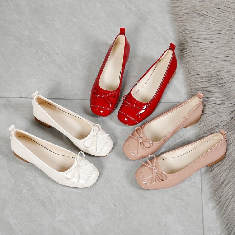 Women'S Shoes Round Toe - Kadın Pembe Patent Deri Düşük Topuklu