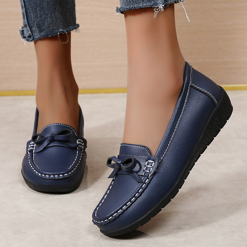 Hakiki Deri Kadın Flats Moda S - Women'S Shoes Loafers Black incelemesi ve fiyatı