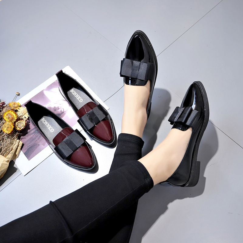 Siyah/Şarap Kırmızısı Rugan De - Women'S Shoes Loafers Black incelemesi ve fiyatı