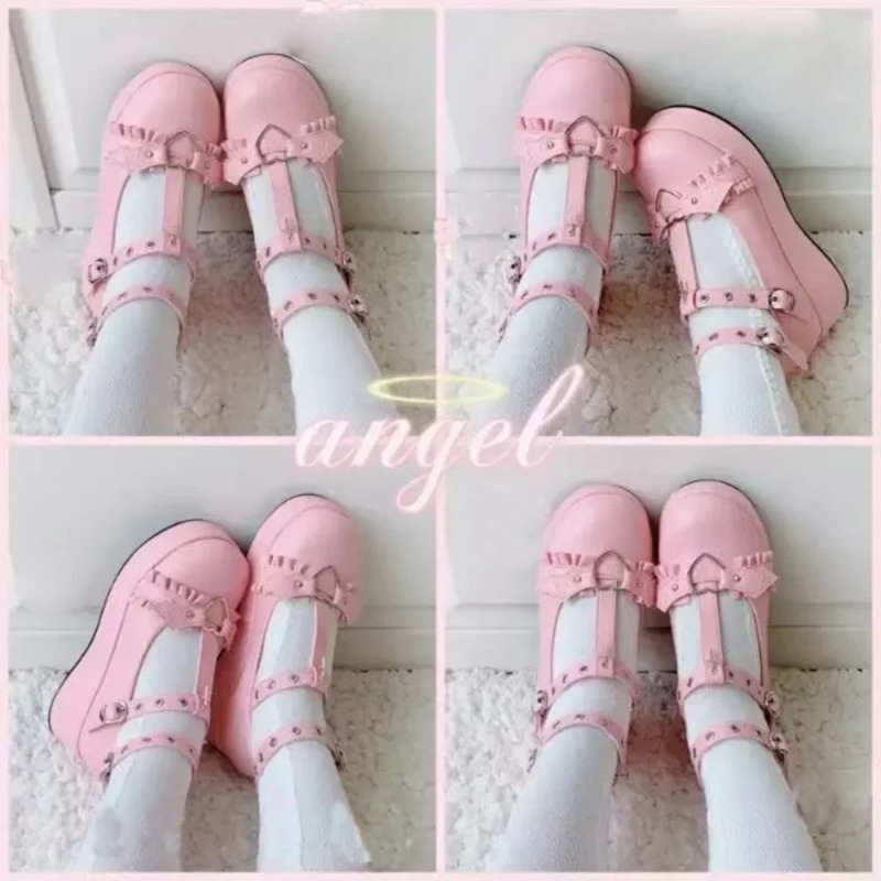 Yeni Tatlı Kalp Toka Takozlar  - Women'S Shoes Round Toe incelemesi ve fiyatı