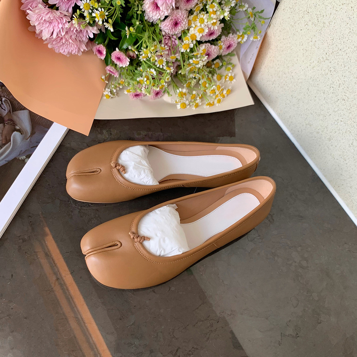 Siyah Bale Daireler Bölünmüş T - Women'S Shoes Loafers Black incelemesi ve fiyatı