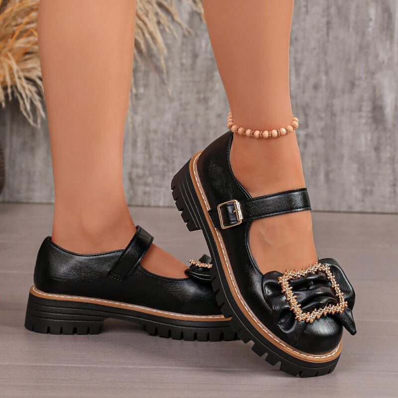 Tatlı Fiyonk Süslemeli Kalın T - Women'S Shoes Loafers Black incelemesi ve fiyatı